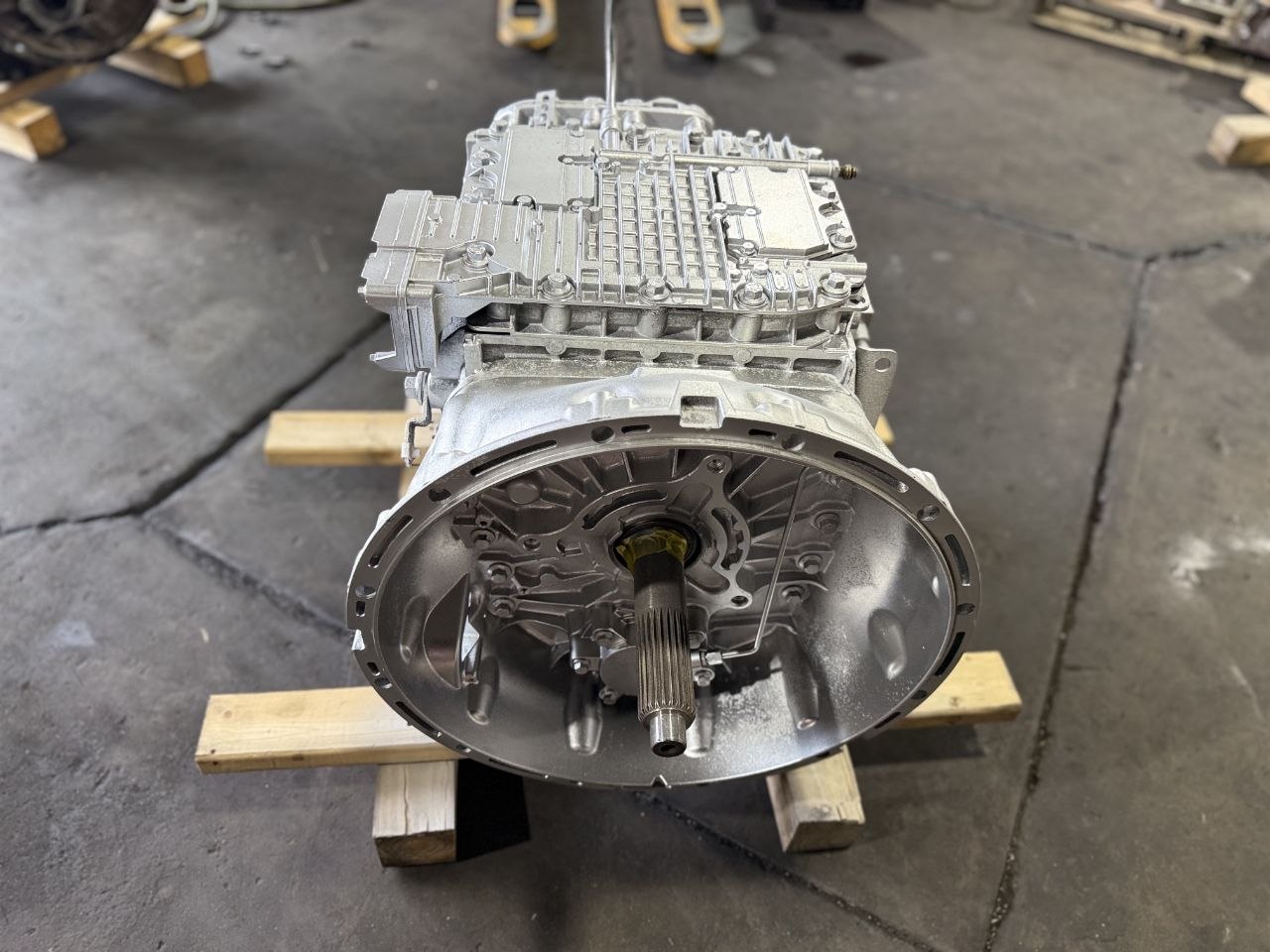Front view of a professionally rebuilt Volvo ATO2612D transmission